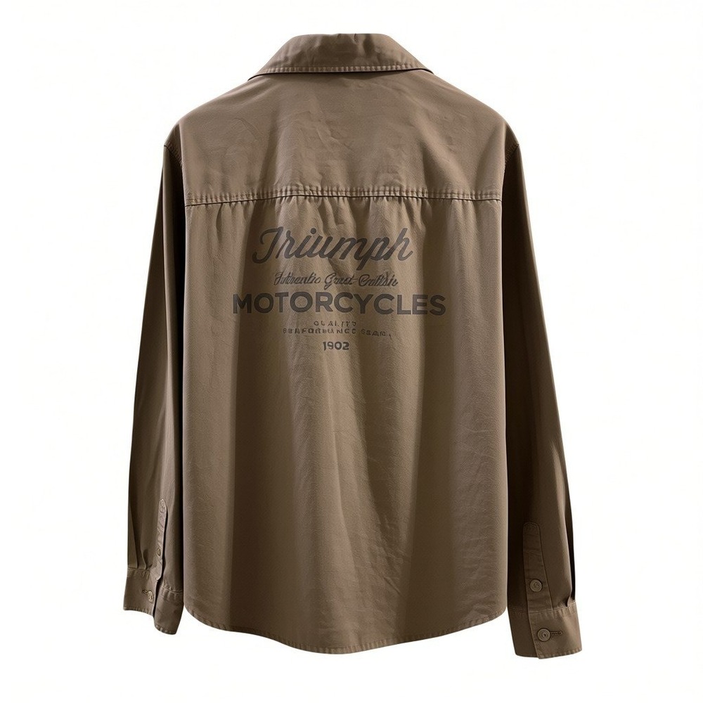Triumph Motorcycles Womens Khaki Brown Cotton Button Down Work Shirt Medium
